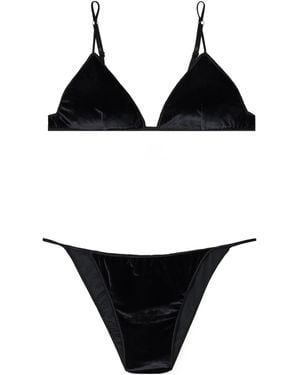 Oséree Velvet Bra And Briefs Set - Black