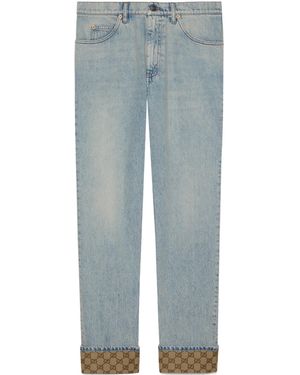 Gucci Gg Turn-Up Jeans - Blue