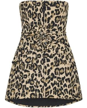ROTATE BIRGER CHRISTENSEN Leopard-Print Rosette Mini Dress - Black