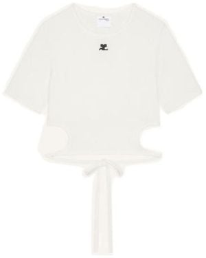 Courreges Courrèges Cut-Out Ribbon Cropped T-Shirt - White