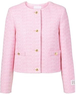 Patou Tweed Button-Down Casual Jacket - Pink