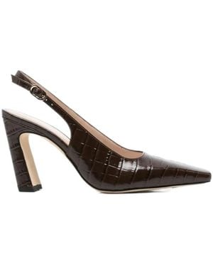 Stuart Weitzman Croc-Effect Slingback Pumps - Brown