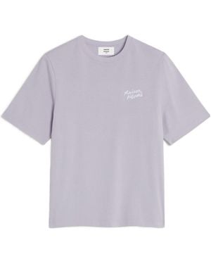 Maison Kitsuné Maison Kitsuné Logo Embroidered Crewneck T-Shirt - Purple