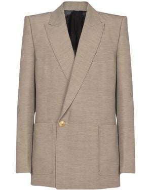 Balmain 1-Button Tailored Cupro Jacket - Brown