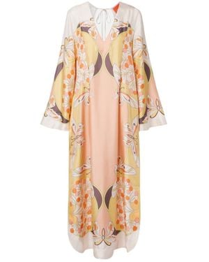 La DoubleJ Printed Silk Twill Maxi Dress - Metallic