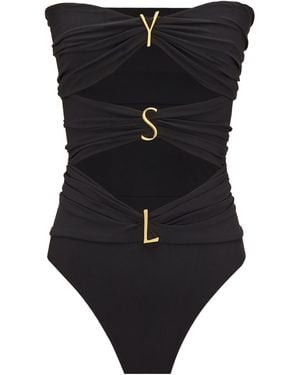 Saint Laurent Ysl Strapless Swimsuit - Black