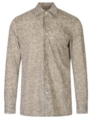 Kiton Floral-Print Long-Sleeve Shirt - Gray
