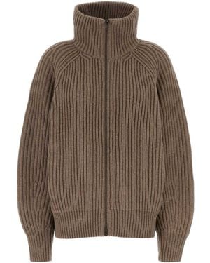 Soeur Jasper Ribbed Zip Cardigan - Brown