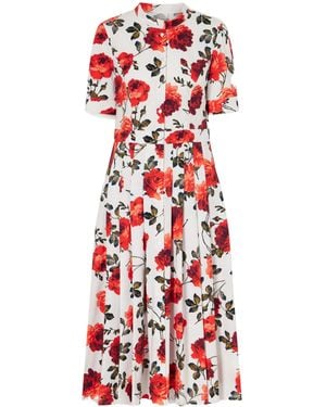 Carolina Herrera Floral-Print Cotton-Blend Poplin Midi Dress - Red