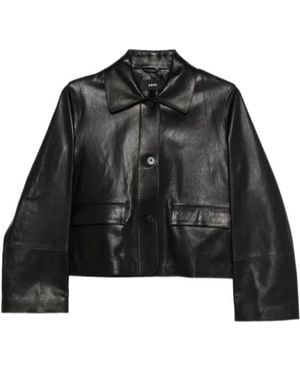 Arma Button-Pocket Leather Jacket - Black