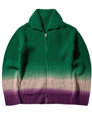 Sacai Garment Dye Knit Cardigan - Green