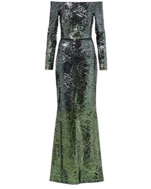 Elie Saab Ombré Sequined Silk-Blend Gown - Green