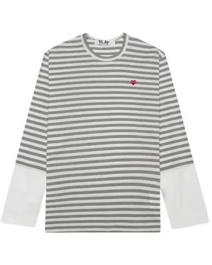 COMME DES GARÇONS PLAY Striped Long-Sleeve T-Shirt - White