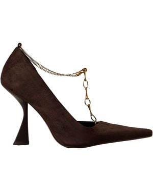 Cult Gaia Dionne Embellished Suede Court Shoes - Brown