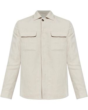 Eleventy Flap-Pocket Shirt Jacket - White