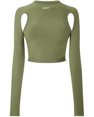 Off-White c/o Virgil Abloh Hollow-Out Long-Sleeved Top - Green