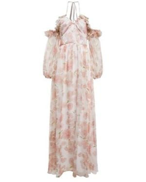 Giambattista Valli Off-The-Shoulder Floral Silk Gown - Pink