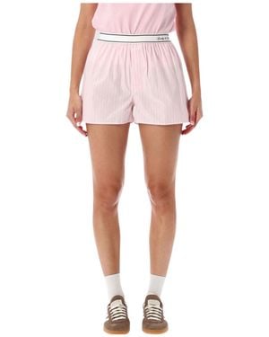 Sporty & Rich Popeline Striped Shorts - Pink