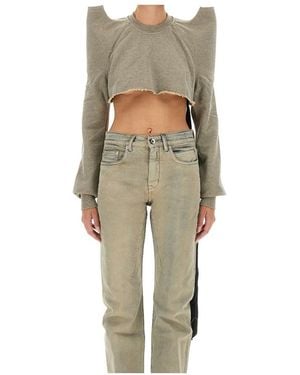 Rick Owens Cropped Tecsweat Sweatshirt - Natural