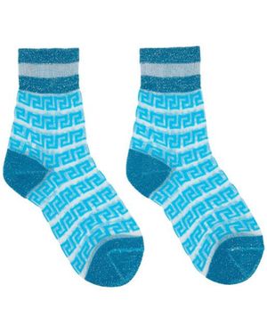 Versace Greek Transparent Socks - Blue