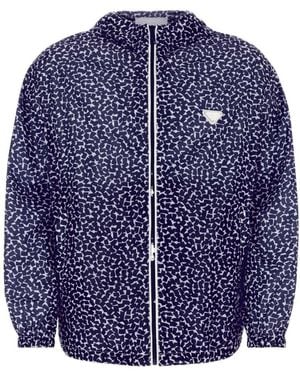 Prada Printed Hooded Windbreaker - Blue