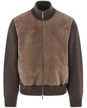 Ferragamo Blouson With Leather Inserts - Brown
