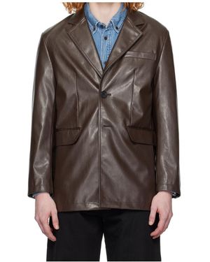 DUNST 2 Button Faux-Leather Blazer - Brown