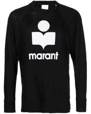 Isabel Marant Logo Printed Long-Sleeved Sweatshirt - Black