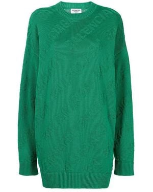 Balenciaga Logo-Intarsia Oversized Jumper - Green