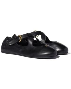 Miu Miu Nappa Leather Ballet Flats - Black