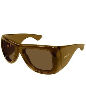 Saint Laurent Glossy-Rimmed Sunglasses - Brown