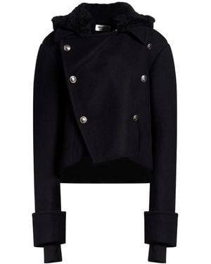 Saint Laurent Ribbed Cuffs Pea Coat - Black