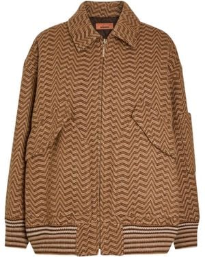 Missoni Zigzag Wool-Blend Bomber Jacket - Brown