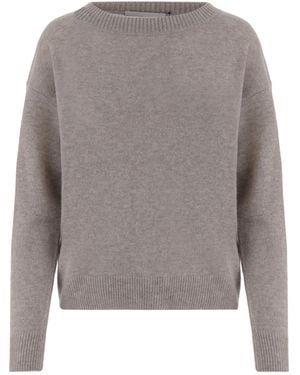 Allude Cashmere Crew Neck Knitted Sweater - Gray