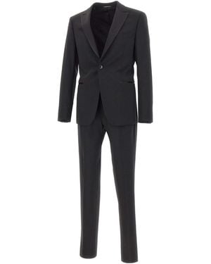 Emporio Armani Long-Sleeved Suit Jacket And Pants Two-Piece Set - Black