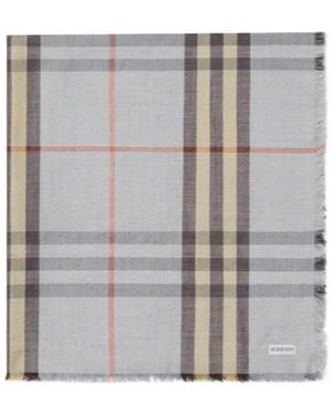 Burberry Reversible Check Fringed Scarf - Grey