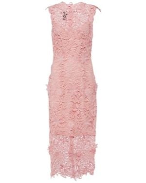 Monique Lhuillier Floral Lace Guipure Midi Dress - Pink