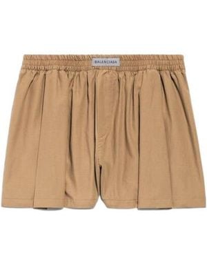 Balenciaga Wool-Blend Boxer-Style Shorts - Natural