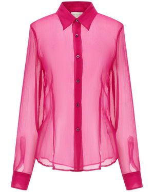 Dries Van Noten Cloudy Sheer Button-Up Shirt - Pink