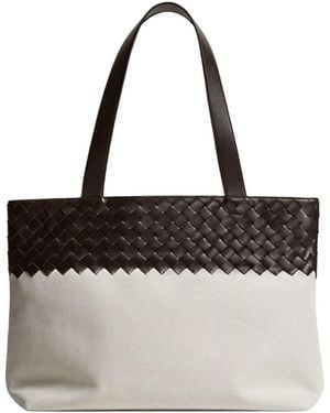 Bottega Veneta Small Intrecciato Zipped Tote - White