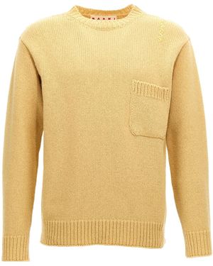 Marni Logo-Embroidered Knitted Jumper - Yellow