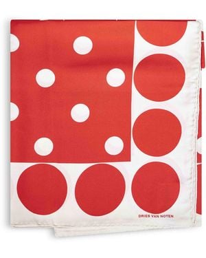 Dries Van Noten Polka Dot-Print Silk Square Scarf - Red