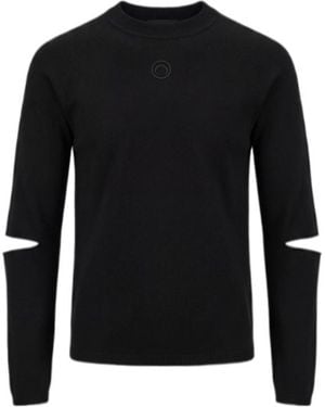 Marine Serre Moon Logo Knit Slit Crewneck Jumper - Black