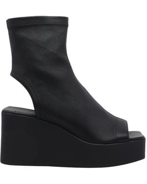 Vic Matié Square-Toe Wedge Sandals - Black