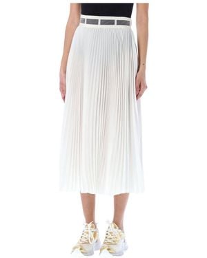 Dior Christian Pleated High Waist Midi Skirt - White