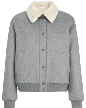 Brunello Cucinelli Cashmere And Alpaca Bomber Jacket - Grey