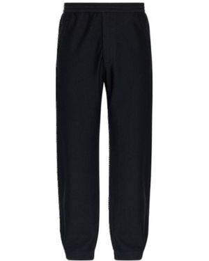 Giorgio Armani Logo Detailed Straight Leg Trousers - Black