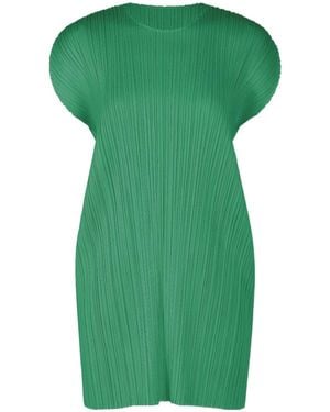 Pleats Please Issey Miyake Loose-Fitting Pleated Waist Dress - Green