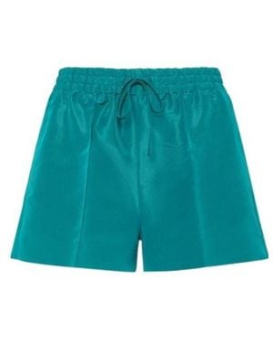 Valentino Silk Faille Elastic Mini Shorts - Green