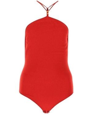 Bottega Veneta Beaded Strap Bodysuit - Red